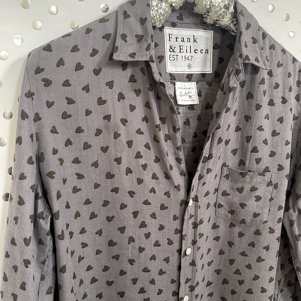 Frank & Eileen Gray Heart-Print Button-Down Shirt - Picture 2 of 10